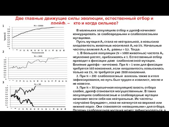 Две главные движущие силы эволюции, естественный отбор и дрейф, – кто и