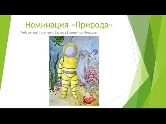 Номинация «Природа» Победитель 1 степени: Баскова Екатерина «Водолаз»