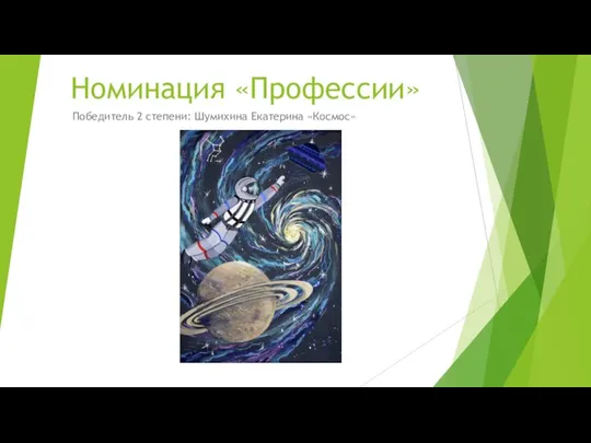 Номинация «Профессии» Победитель 2 степени: Шумихина Екатерина «Космос»