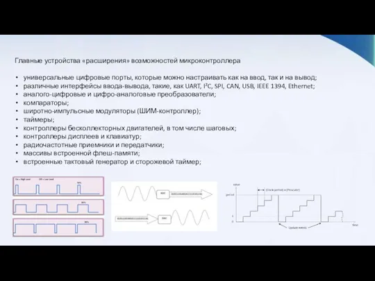 Главные устройства «расширения» возможностей микроконтроллера универсальные цифровые порты, которые можно настраивать как