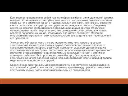 Коннексоны представляют собой трансмембранные белки цилиндрической формы, которые образованы шестью субъединицами и