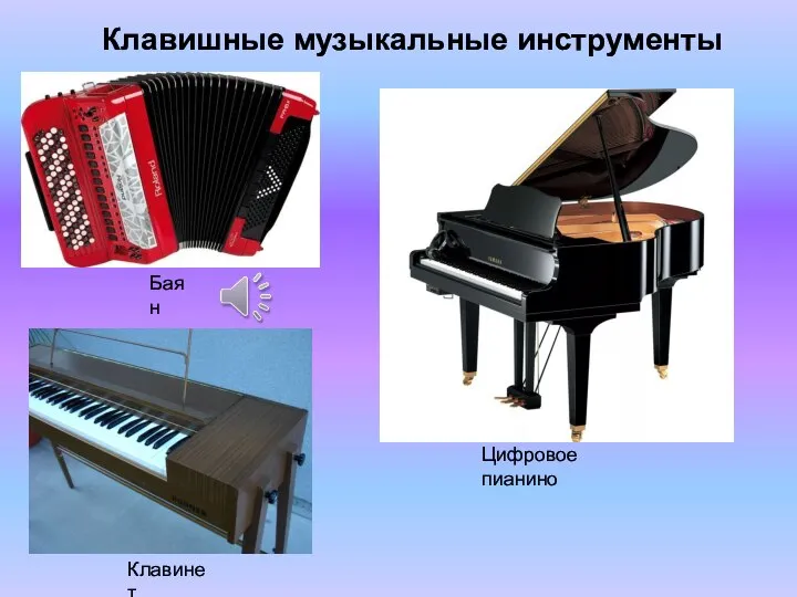 Клавишные музыкальные инструменты Клавинет Баян Цифровое пианино