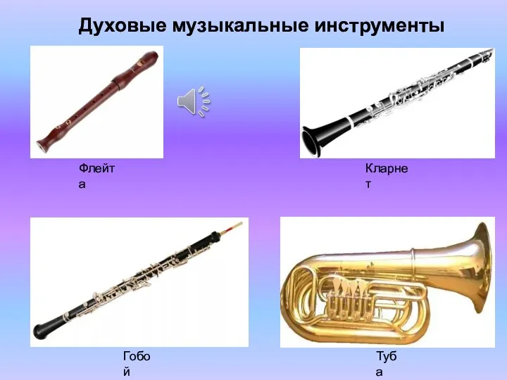 Духовые музыкальные инструменты Флейта Кларнет Гобой Туба