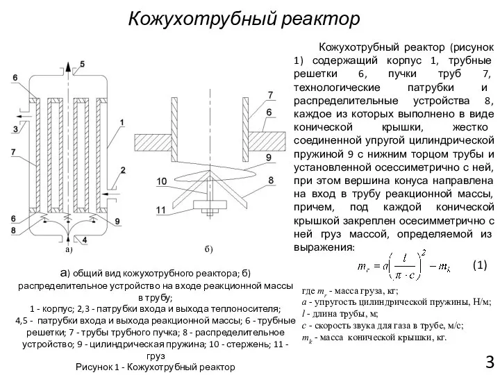 Кожухотрубный реактор а) общий вид кожухотрубного реактора; б) распределительное устройство на входе