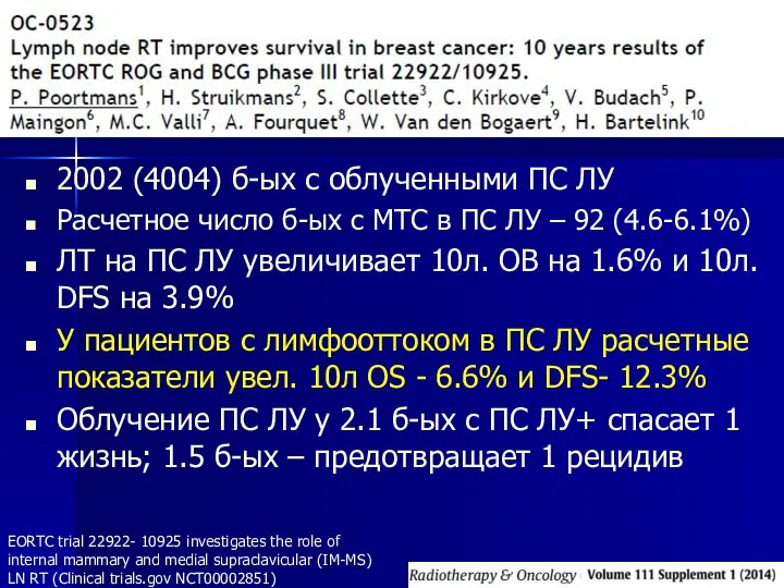 2002 (4004) б-ых с облученными ПС ЛУ Расчетное число б-ых с МТС