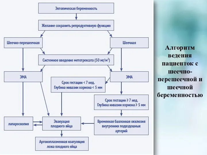 Алгоритм ведения пациенток с шеечно-перешеечной и шеечной беременностью