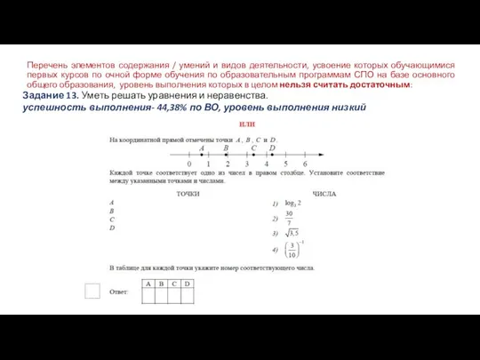 Перечень элементов содержания / умений и видов деятельности, усвоение которых обучающимися первых