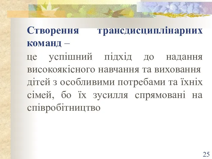 Створення трансдисциплінарних команд – це успішний підхід до надання високоякісного навчання та