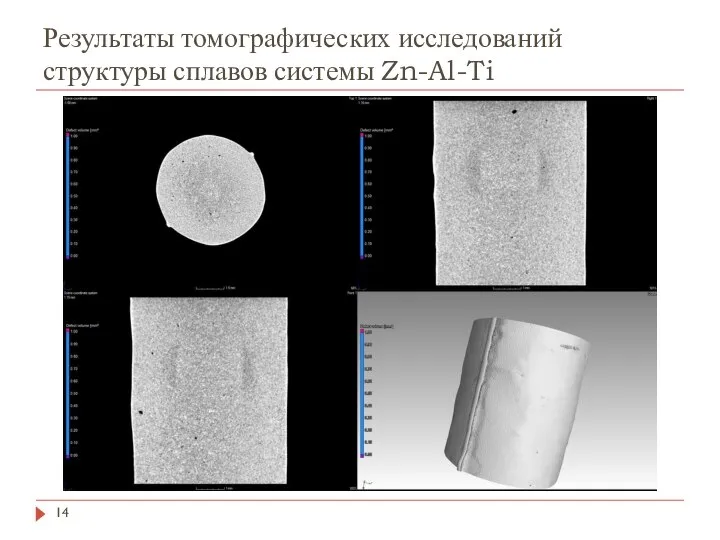 Результаты томографических исследований структуры сплавов системы Zn-Al-Ti