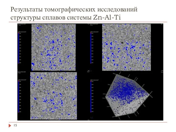 Результаты томографических исследований структуры сплавов системы Zn-Al-Ti