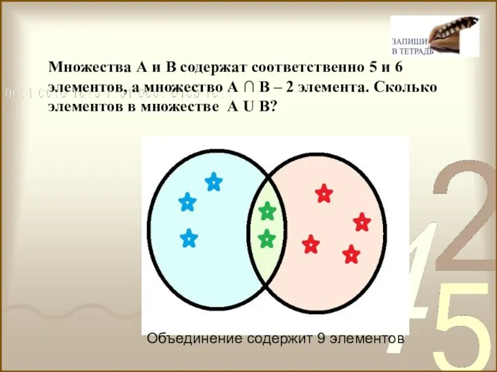 Множества А и В содержат соответственно 5 и 6 элементов, а множество