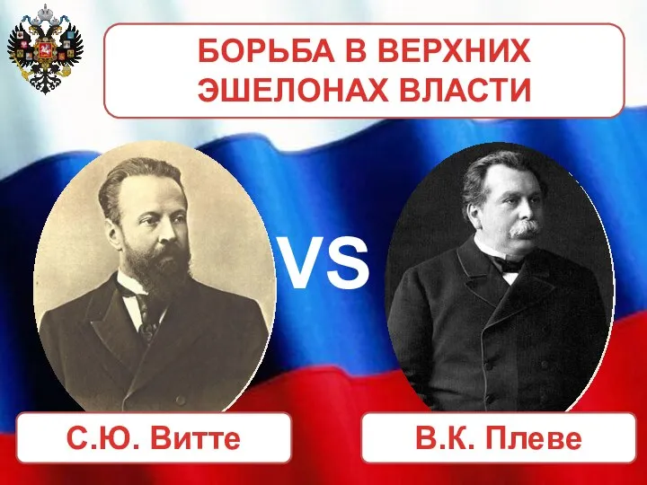 БОРЬБА В ВЕРХНИХ ЭШЕЛОНАХ ВЛАСТИ С.Ю. Витте В.К. Плеве VS