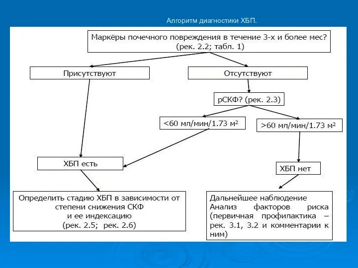 Алгоритм диагностики ХБП.