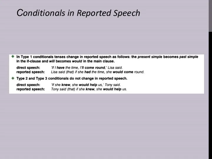 Сonditionals in Reported Speech