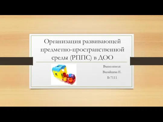 Организация развивающей предметно-пространственной среды (РППС) в ДОО