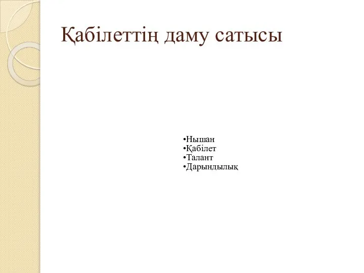 Қабілеттің даму сатысы Нышан Қабілет Талант Дарындылық