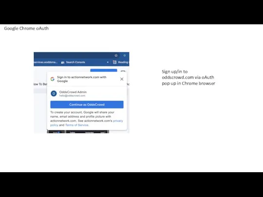 Sign up/in to oddscrowd.com via oAuth pop up in Chrome browser Google Chrome oAuth