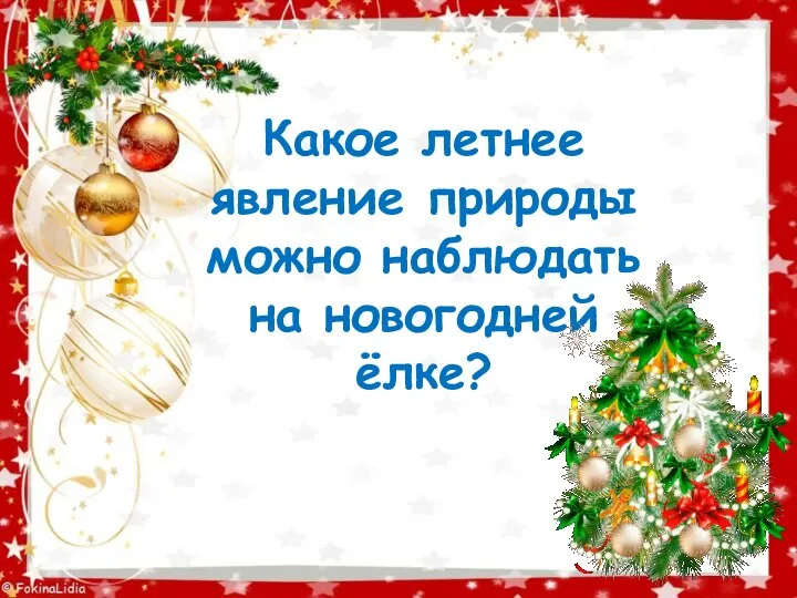 Какое летнее явление природы можно наблюдать на новогодней ёлке?