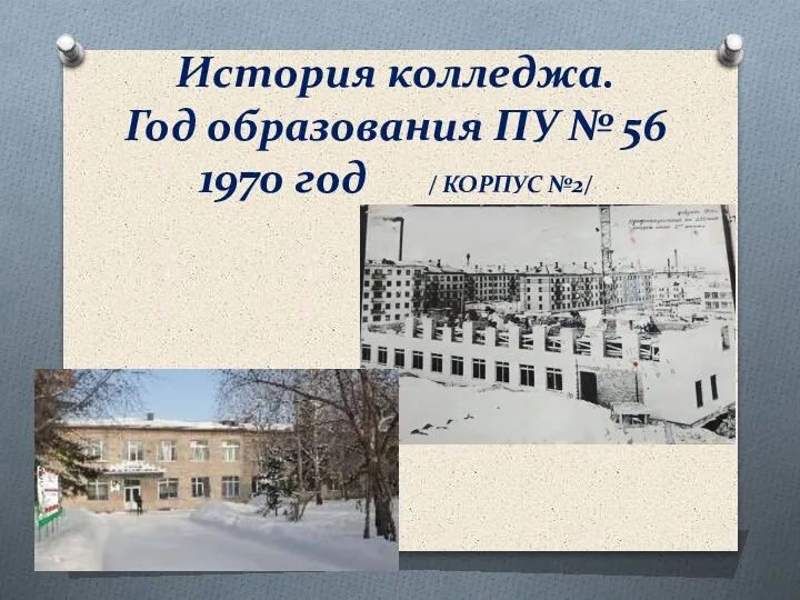 История колледжа. Год образования ПУ № 56 1970 год / КОРПУС №2/