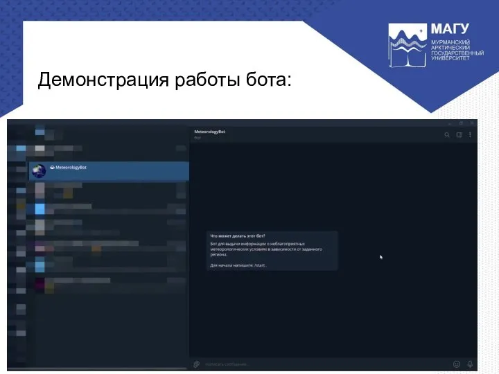 Демонстрация работы бота: