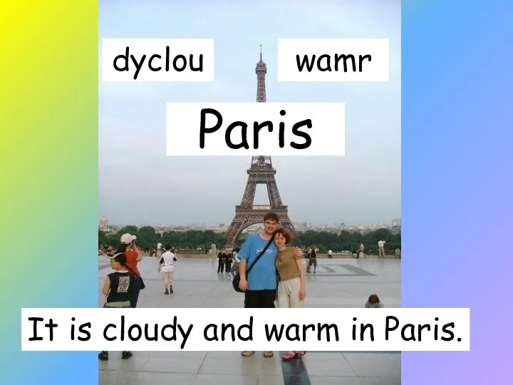 Paris It is cloudy and warm in Paris. dyclou wamr