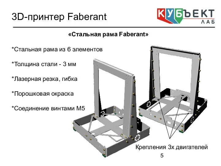 «Стальная рама Faberant» 3D-принтер Faberant *Стальная рама из 6 элементов *Толщина стали