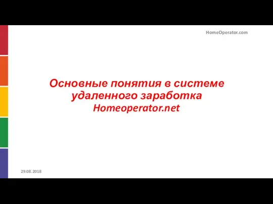 Основные понятия в системе удаленного заработка Homeoperator.net