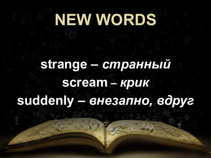 NEW WORDS strange – странный scream – крик suddenly – внезапно, вдруг