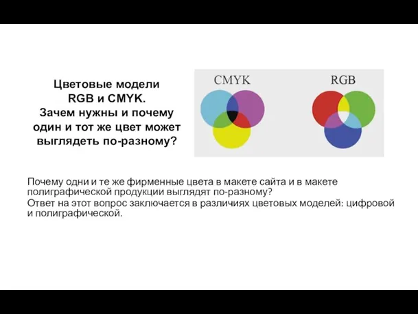 Цветовые модели RGB и CMYK. Зачем нужны и почему один и тот