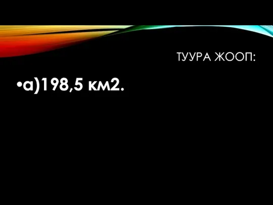 ТУУРА ЖООП: а)198,5 км2.