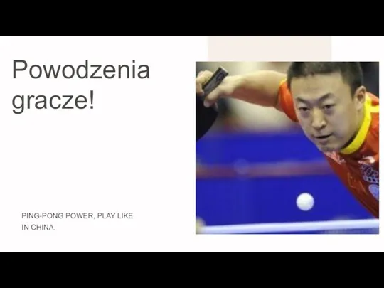 Powodzenia gracze! PING-PONG POWER, PLAY LIKE IN CHINA.