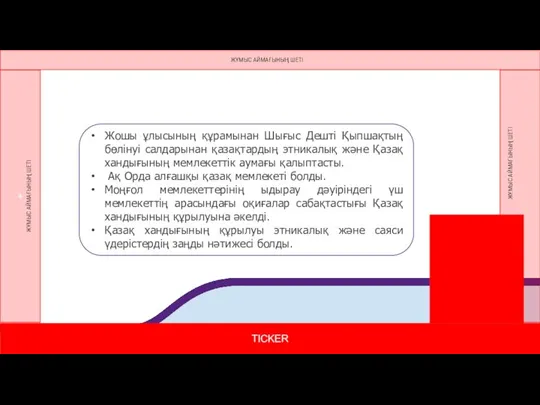 Жошы ұлысының құрамынан Шығыс Дешті Қыпшақтың бөлінуі салдарынан қазақтардың этникалық және Қазақ