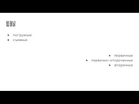 швы погружные съемные первичные первично-отсроченные вторичные