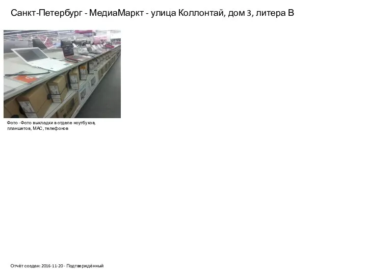 Санкт-Петербург - МедиаМаркт - улица Коллонтай, дом 3, литера В Отчёт создан: