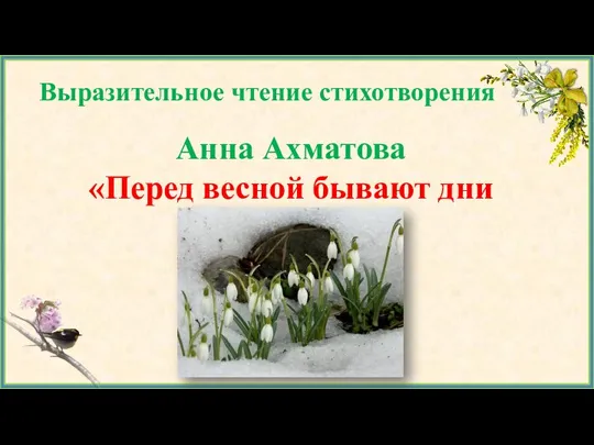 Выразительное чтение стихотворения Анна Ахматова «Перед весной бывают дни такие…»