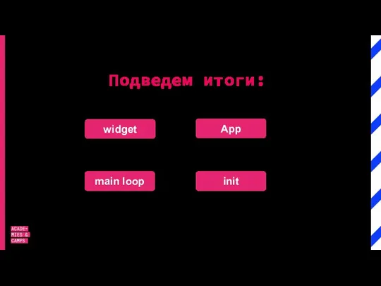 Подведем итоги: widget main loop App init