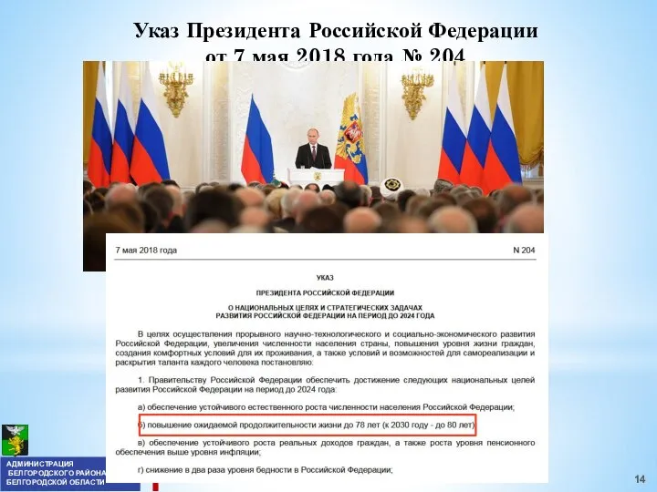 Указ Президента Российской Федерации от 7 мая 2018 года № 204