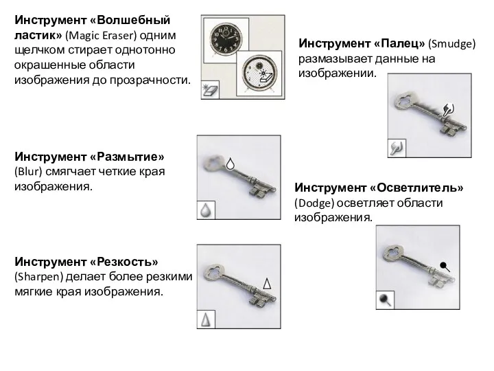 Инструмент «Волшебный ластик» (Magic Eraser) одним щелчком стирает однотонно окрашенные области изображения