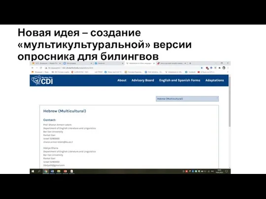 Новая идея – создание «мультикультуральной» версии опросника для билингвов