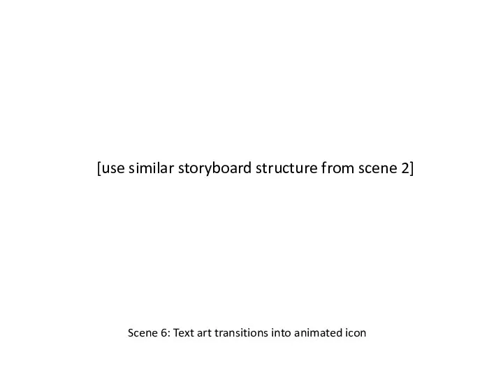 Scene 6: Text art transitions into animated icon [use similar storyboard structure from scene 2]