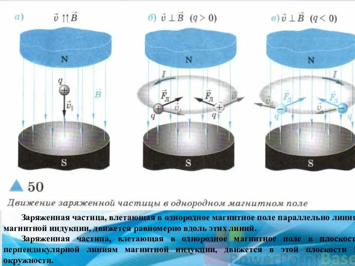 Заряженная частица, влетающая в однородное магнитное поле параллельно линиям магнитной индукции, движется