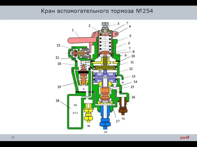 Кран вспомогательного тормоза №254