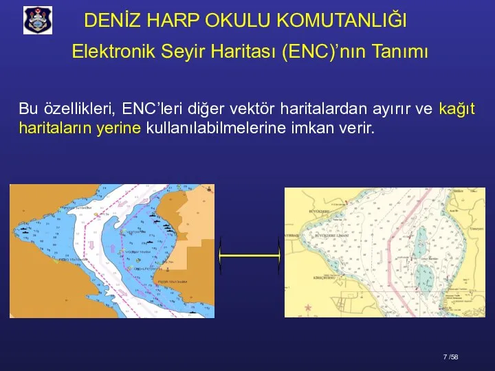 Bu özellikleri, ENC’leri diğer vektör haritalardan ayırır ve kağıt haritaların yerine kullanılabilmelerine