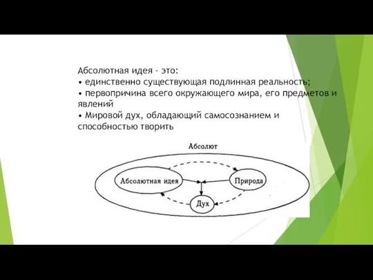 Абсолютная идея - это: • единственно существующая подлинная реальность; • первопричина всего