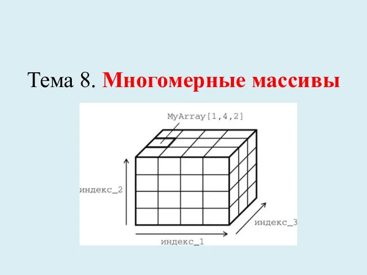 Тема 8. Многомерные массивы