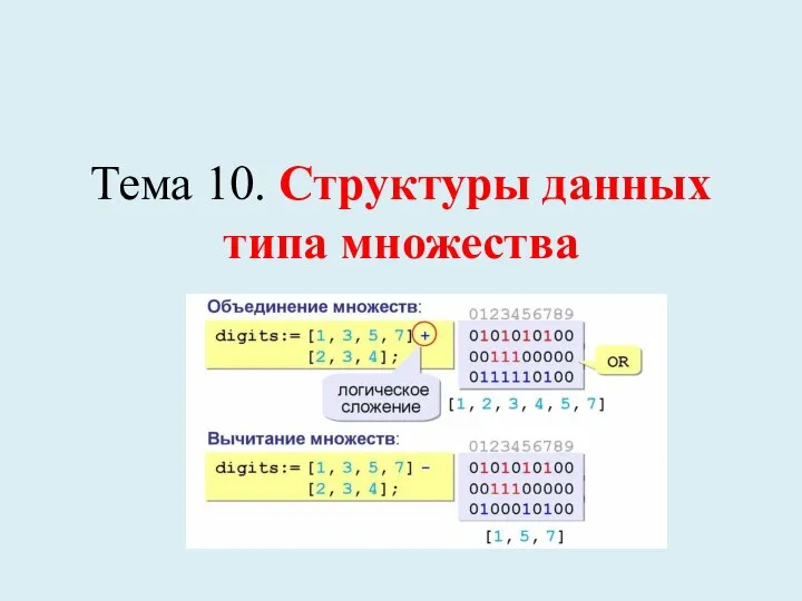 Тема 10. Структуры данных типа множества