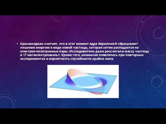 Краснахоркаи считает, что в этот момент ядра бериллия-8 сбрасывают лишнюю энергию в