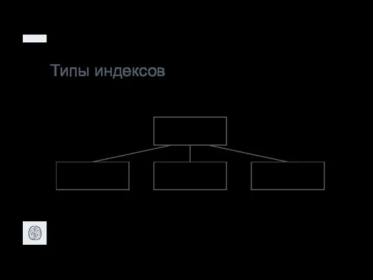 Типы индексов индексы уникальные, первичный ключ полнотекстовый Обычные