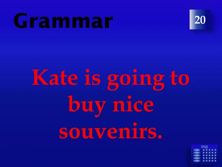 20 Grammar Kate is going to buy nice souvenirs.