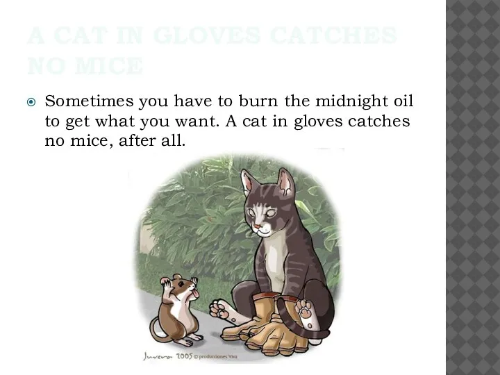 A CAT IN GLOVES CATCHES NO MICE Sometimes you have to burn